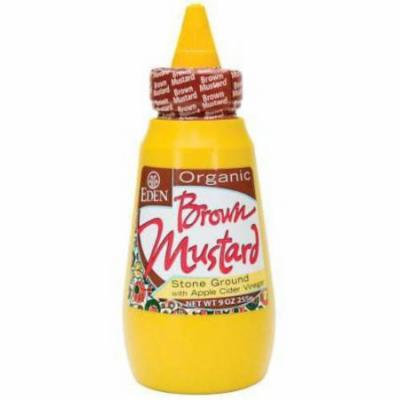 Eden Brown Mustard, Organic - stone ground, with organic apple cider vinegar, Squeeze Bottle, 9 Ounce (Pack of 6)