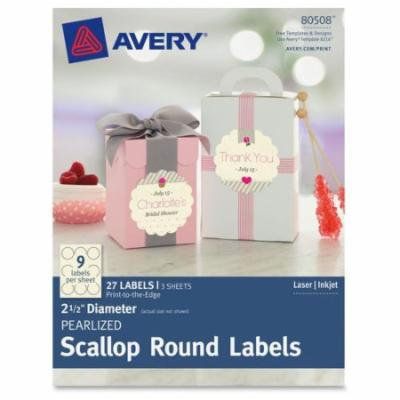 Avery Pearlized Scallop Round Labels, 27pk