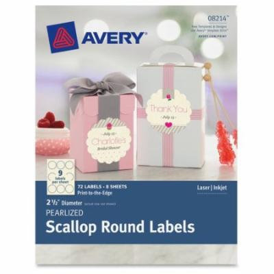 Avery Pearlized Scallop Round Labels, 72pk