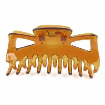 Brown Spring Loaded Press Plastic Barrette Hair Clip Hairpin for Ladies
