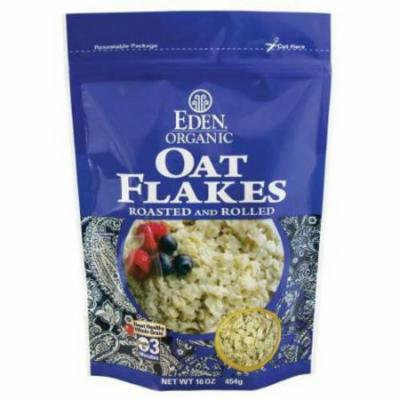 Eden Oat Flakes - Toasted & Rolled, Organic, 100% Whole Grain, 16 Ounce (Pack of 6)