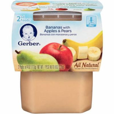 Gerber 2nd Foods Bananas with Apples & Pears, 4 oz, 2 count, (Pack of 8)