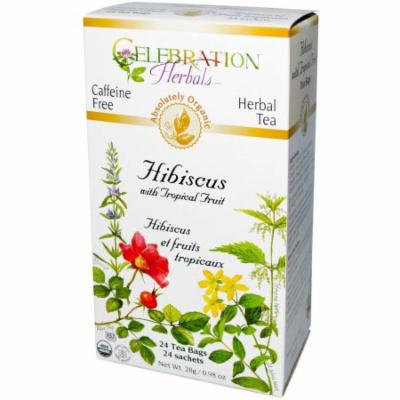 Celebration Herbals Hibiscus with Tropical Fruit Herbal Tea, 24 count, 0.98 oz, (Pack of 3)