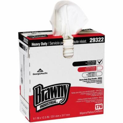 Brawny Industrial White Heavyweight HEF Disposable Shop Towels, 176 wipes, (Pack of 10)