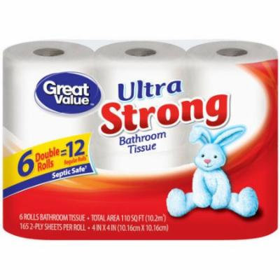 Great Value Ultra Strong Double Roll Bath Tissue, 165 sheets, 6 rolls