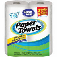 Great Value Sized-4-Spills Double Roll Paper Towels, White, 168 sheets, 2 rolls