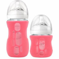 Philips Avent 4 Ounce & 8 Ounce Natural Glass Bottle Set with Olababy Silicone Sleeves, Pink