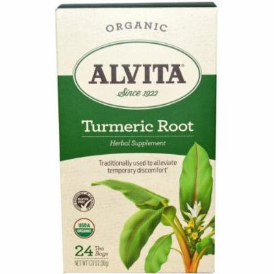 Alvita Organic Turmeric Herbal Supplement Tea, 24 count, 1.27 oz, (Pack of 3)