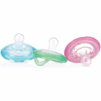 Nuby 6-Piece Silicone Oscillating Cherry Pacifer 0+ Months Girl with Pink, Aqua and Green Pacis