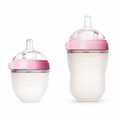 Comotomo Natural Feel Bundle, 8 Oz Baby Bottle Pink & 5 Oz Baby Bottle Pink