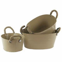 3-Pc Oval Bucket Set in Mocha Brown Finish
