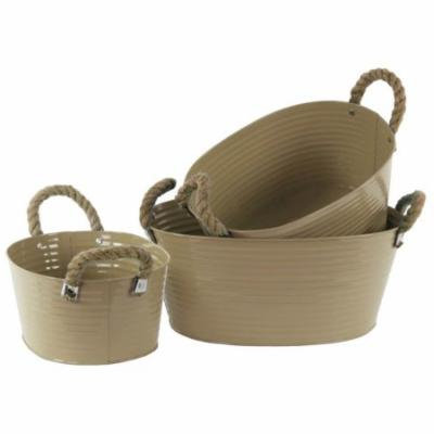 3-Pc Oval Bucket Set in Mocha Brown Finish
