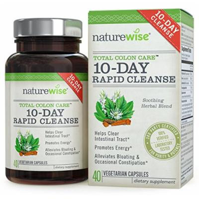 NatureWise 10-Day Rapid Cleanse for Colon Health, Detox, More Energy & Less Bloating, 40 Caps
