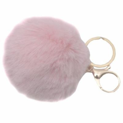 Melie Bianco Girls Light Pink Faux Pom Pom Fluffy Keychain
