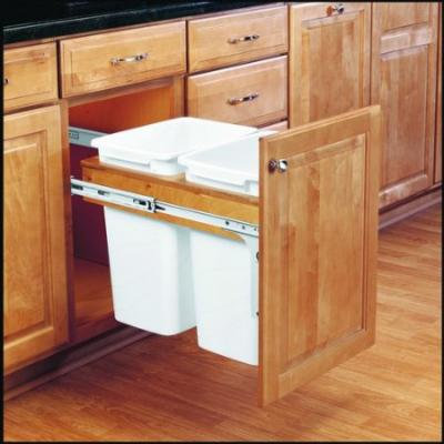Rev-A-Shelf 4WCTM-18DM2-175 4WCTM Series Double 35 Quart Wood Top Mount Waste Co