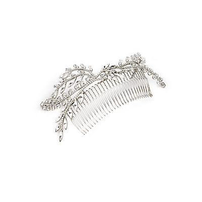 Jennifer Behr Laurel Crystal Wire Comb - Silver
