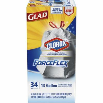 Glad ForceFlex Tall Kitchen Bags with Antimicrobial Protection of the Drawstring from Odors, 13 Gallon, 34 count