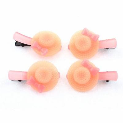 Bowtie Decor Hat Shaped Party Alligator Hair Clip Barrette Light Orange 4pcs