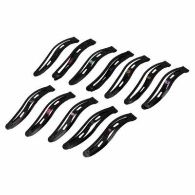 Girls Lady Hairstyling Fashion Metal Snap Hair Clips Hairpin 58mm 12 Pcs Black