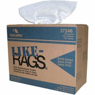 Cascades Like-Rags Spunlace Cloth Replacement Towels, White, 150 count, (Pack of 6)