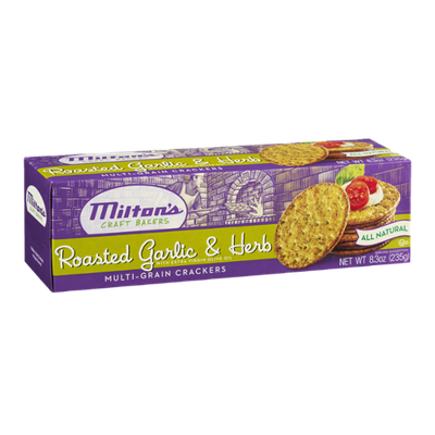Milton's Craft Bakers Multi-Grain Crackers Roasted Garlic & Herb