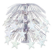 Party Central Club Pack of 6 Solid Shimmering Silver Star Cascading Party Centerpiece Decorations 18