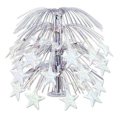 Party Central Club Pack of 6 Solid Shimmering Silver Star Cascading Party Centerpiece Decorations 18