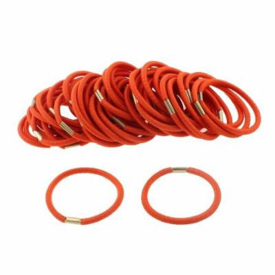Women Elastic Hair Tie Rope Ring Band Hairband Ponytail Holder Orange 50pcs