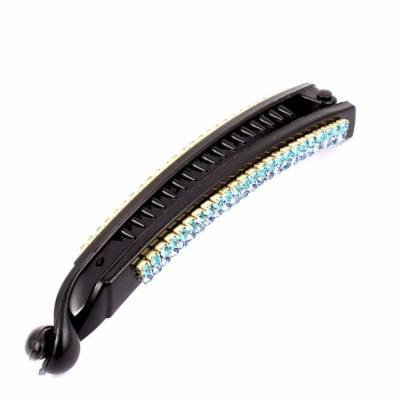 Lady Plastic Banana Hair Clip Hairclip Barrette Clamp Ponytail Holder Green Blue