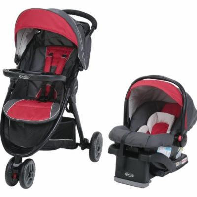 Graco FastAction Sport LX Travel System, Car Seat Stroller Combo, Chili Red