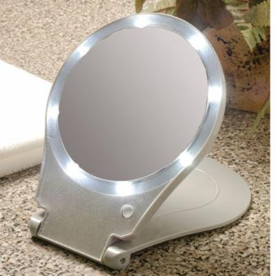 10X Magnification Folding Mirror With Light For Travel Plus Tweezers