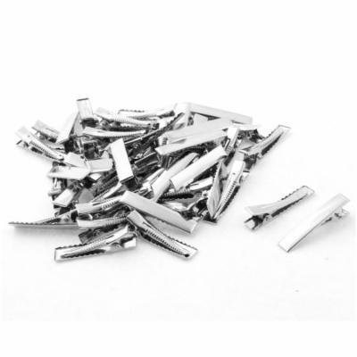 Women 3cm Long Metal DIY Craft Alligator Hair Clip Barrette Silver Tone 50pcs