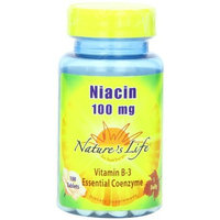 Nature's Life Niacin, 100 Mg, Vitamin B-3, 100 Tablets, (Pack of 2)