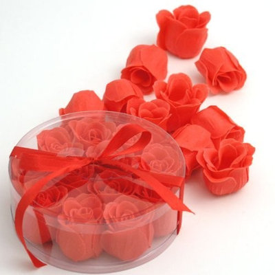 Wrapables Scented Rose Soaps, Red, Set of 12