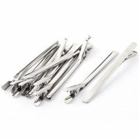 Women 8cm Long Metal DIY Craft Alligator Hair Clip Barrette Silver Tone 10pcs