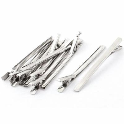 Women 8cm Long Metal DIY Craft Alligator Hair Clip Barrette Silver Tone 10pcs