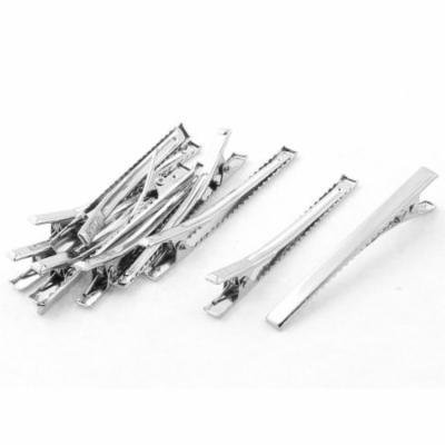 Women 6cm Long Metal DIY Craft Alligator Hair Clip Barrette Silver Tone 10pcs