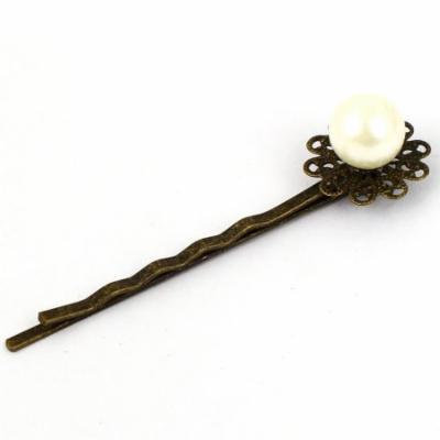 Fashion Jewelry Vintage Style Faux Pearl Flower Decor Metal Hair Clip Bobby Pin