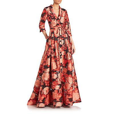 Carolina Herrera Silk Fil Coupe Jacquard Trench Gown - Cayenne