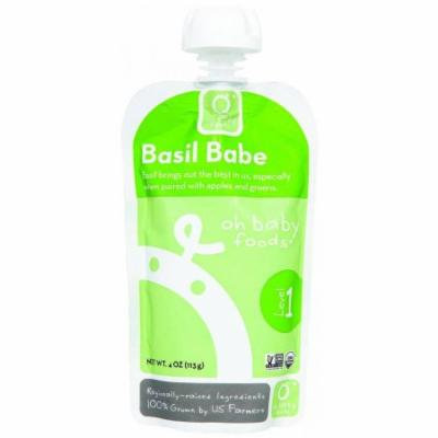 Oh Baby Foods Organic Basil Babe Level 1 Baby Food, 4 oz, 6 count