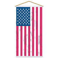 Party Central Pack of 12 Shiny Patriotic American Flag Door or Wall Panel Hanging Decoration 60 x 30