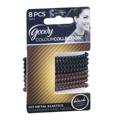 Goody ColourCollection No Metal Elastics Black - 8 CT