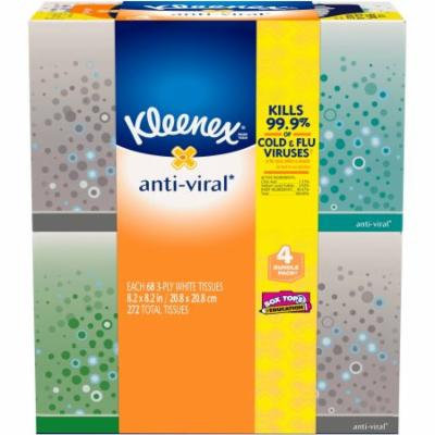Kleenex Facial Tissues, Anti-Viral, 68 Sheets, Pack of 4 (Designs May Vary)