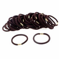 Women Elastic Hair Tie Rope Band Hairband Ponytail Holder Coffee Color 50pcs