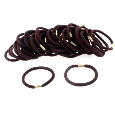 Women Elastic Hair Tie Rope Band Hairband Ponytail Holder Coffee Color 50pcs