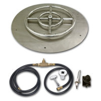 American Fireglass Round Stainless Steel Flat Pan with Spark Ignition Kit, Size: 30 in. (24in Fire Pit Ring)
