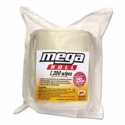 2XL Corp Mega Roll Wipes Refill, 8 x 8, White, 1200/Roll, 2 Rolls/Carton TXL L420