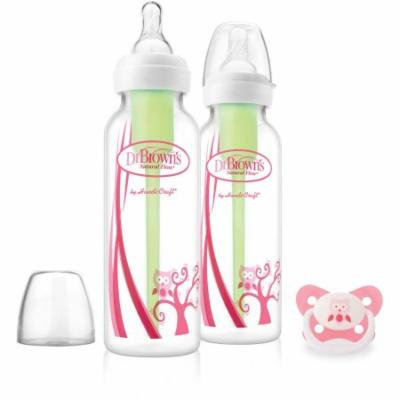 Dr. Brown's Eight-Ounce Standard Options Bottle and Pacifier Set, Pink Owl