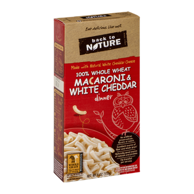 Back To Nature Macaroni & White Cheddar Dinner 100% Whole Wheat
