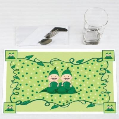 Twins Two Peas in a Pod Caucasian - Party Placemats - Set of 12